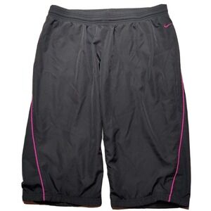 NIKE  Women Large (12/14) Gray Pink Trim Pull-On Lined Capri  Pants